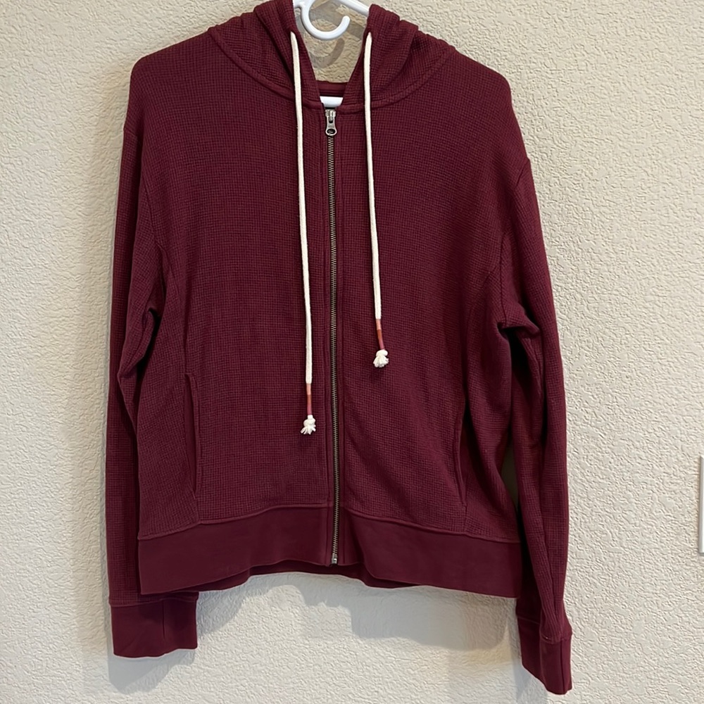 Pact Women's Burgundy Zip Hoodie with Drawstrings